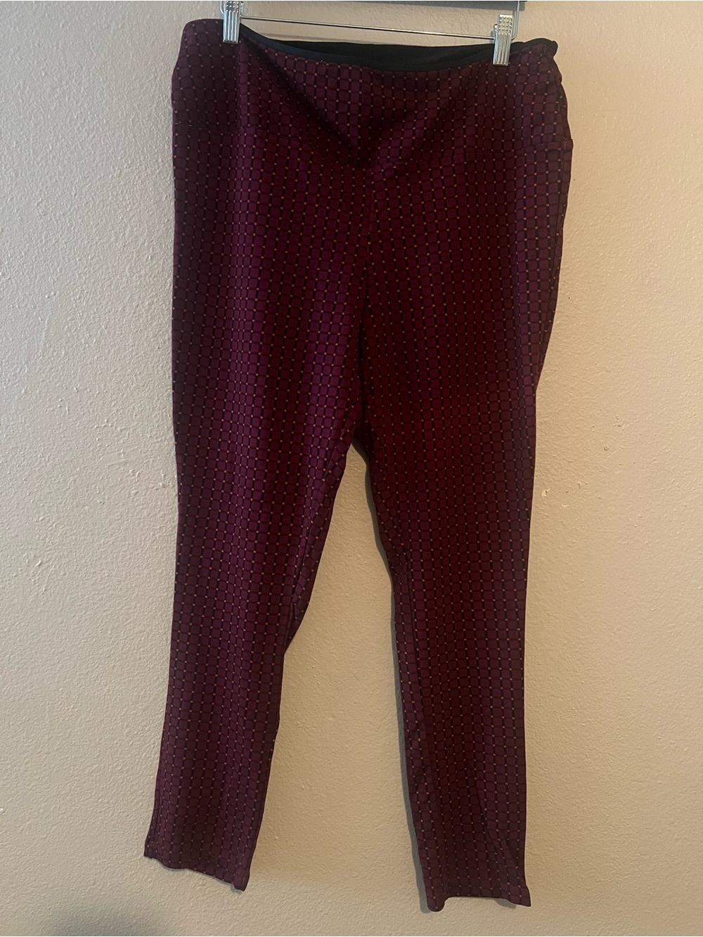 Liz Claiborne Womens Burgundy Red Geometric Print Pullon Panst Size XL